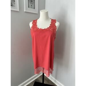 Brixton Ivy Women’s Blouse Tank pretty Lace, spilt in back. size M